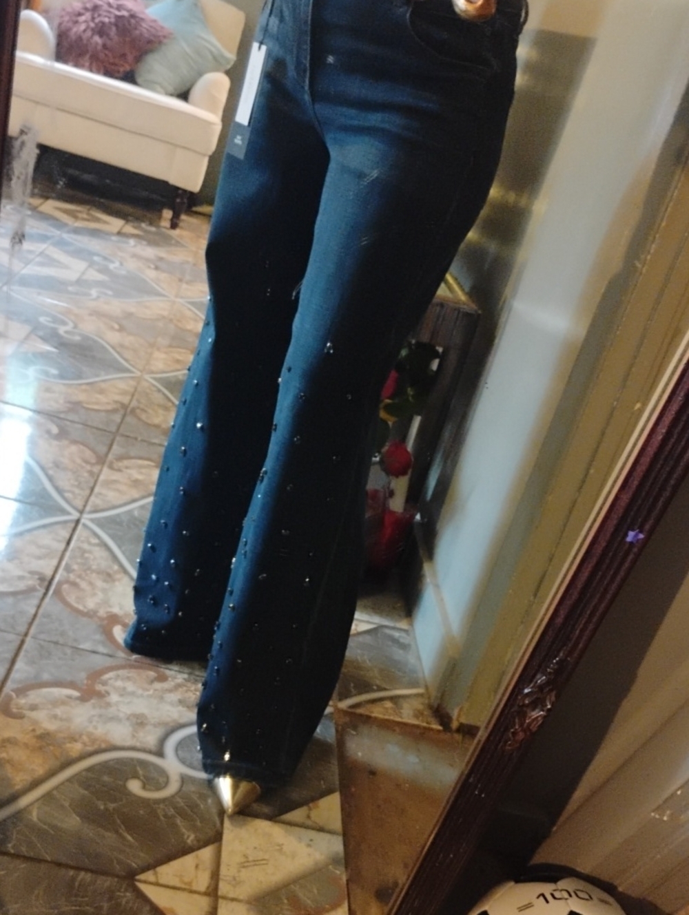 Liverpool Women’s Dark Indigo Straight Leg Jeans with Crystal Detail